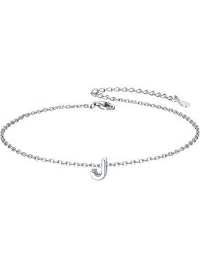 Letter J Initial Bracelet 925 Sterling Silver Letter Bracelet Dainty